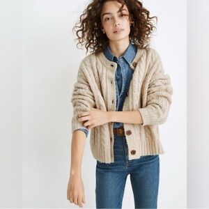 Madewell Pointelle Cable Cardigan Sweater